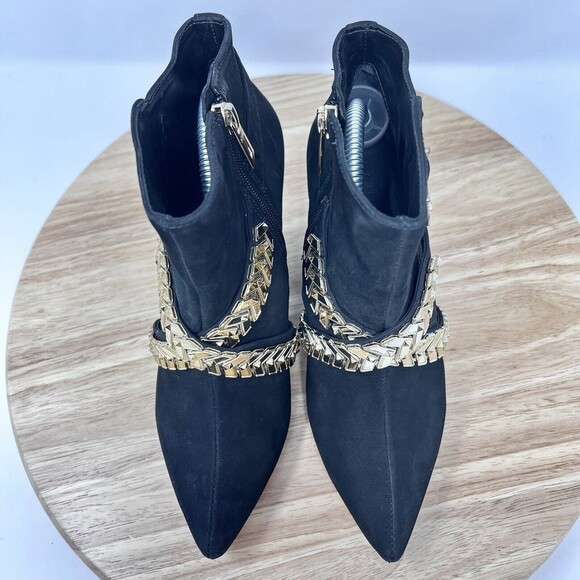 Schutz Back Suede Pointed Toe Wedges With God Chains Women’s 7 - Picture 2 of 10